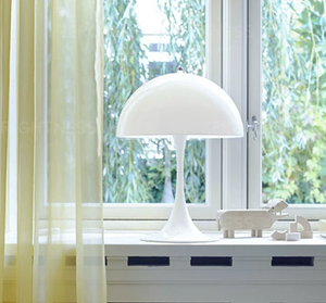 Mid-Century Space Age Dome Bedside Lamp with Metal Hardware & Acrylic Shade