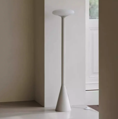 Modern Minimalist Metal Floor Lamp with Frosted Glass Dome Shade