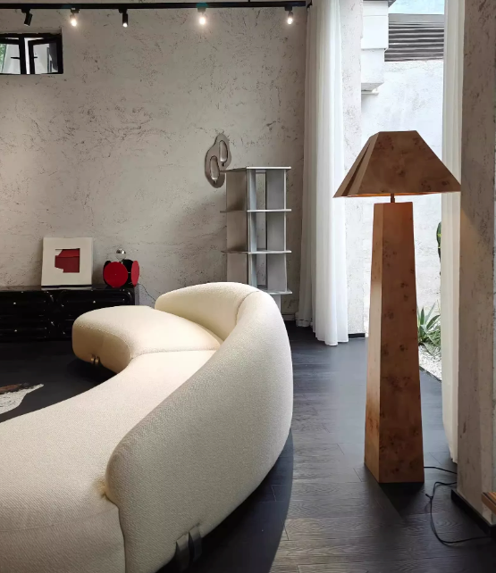 Modern Geometric Solid Wood Floor Lamp | Minimalist Standing Light for Living Room