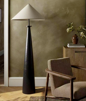 Modern Tapered Metal Floor Lamp with Fabric Shade