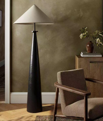 Modern Tapered Metal Floor Lamp with Fabric Shade