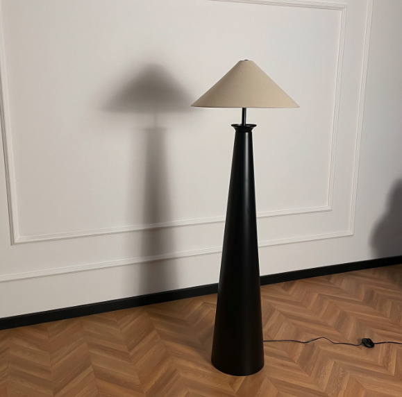Modern Tapered Metal Floor Lamp with Fabric Shade