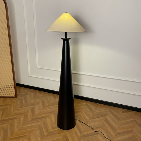 Modern Tapered Metal Floor Lamp with Fabric Shade