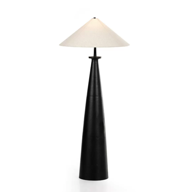 Modern Tapered Metal Floor Lamp with Fabric Shade