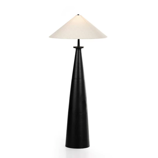 Modern Tapered Metal Floor Lamp with Fabric Shade