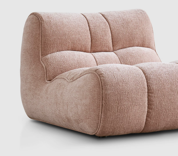 Minimalist Tufted Chenille Floor Sofa | Chubby Armless Lounge Chair