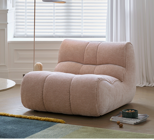 Minimalist Tufted Chenille Floor Sofa | Chubby Armless Lounge Chair