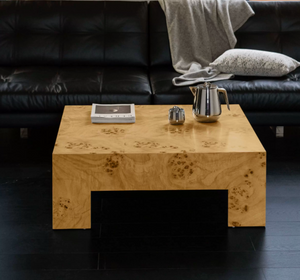 Modern U-Shaped Burl Wood Coffee Table