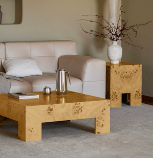 Modern U-Shaped Burl Wood Coffee Table