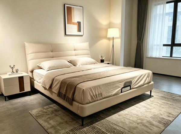 Contemporary PVC Upholstered Bed Frame