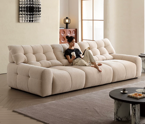 Cloud-Like Tufted Lounge Sofa in Premium Chenille with Feather Down Cushions(JUXMQ9752)