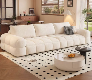 Contemporary Segmented Plush Fleece Lounge Sofa with Solid Wood Frame（JUXMQ1177)