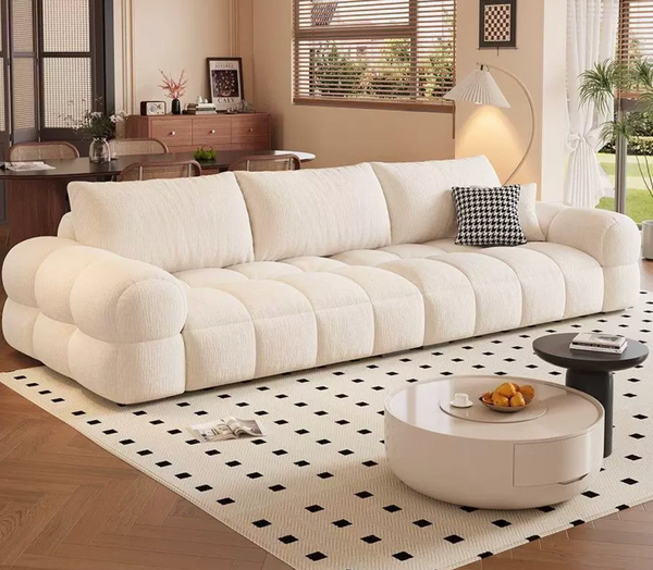 Contemporary Segmented Plush Fleece Lounge Sofa with Solid Wood Frame（JUXMQ1177)