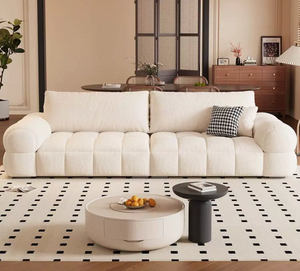 Contemporary Segmented Plush Fleece Lounge Sofa with Solid Wood Frame（JUXMQ1177)