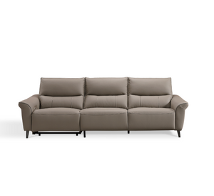 Modern 3-Seater Faux Leather Sofa with Power Recliner & USB Port - 108"