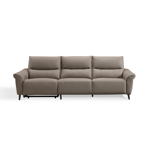Modern 3-Seater Faux Leather Sofa with Power Recliner & USB Port - 108"