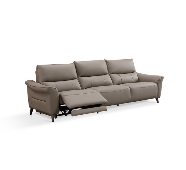 Modern 3-Seater Faux Leather Sofa with Power Recliner & USB Port - 108"