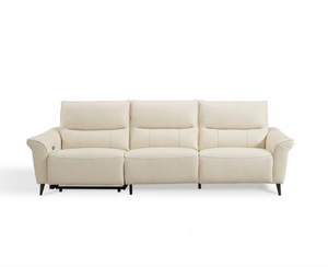 Modern 3-Seater Faux Leather Sofa with Power Recliner & USB Port - 108"