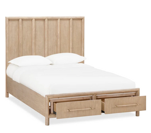 Rustic Wire-Brushed Wooden Storage Bed in Light Granola Brown