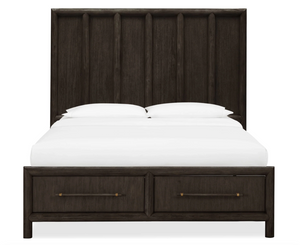 Modern Solid Acacia Wood Platform Bed with 2 Storage Drawers