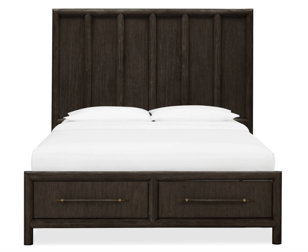 Modern Solid Acacia Wood Platform Bed with 2 Storage Drawers