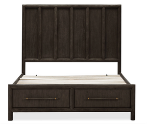 Modern Solid Acacia Wood Platform Bed with 2 Storage Drawers
