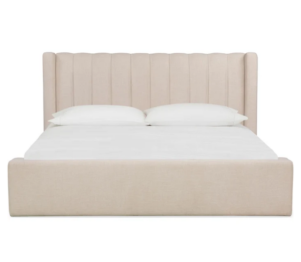 Contemporary Vertical Tufted Shelter Bed with Solid Rubberwood Frame