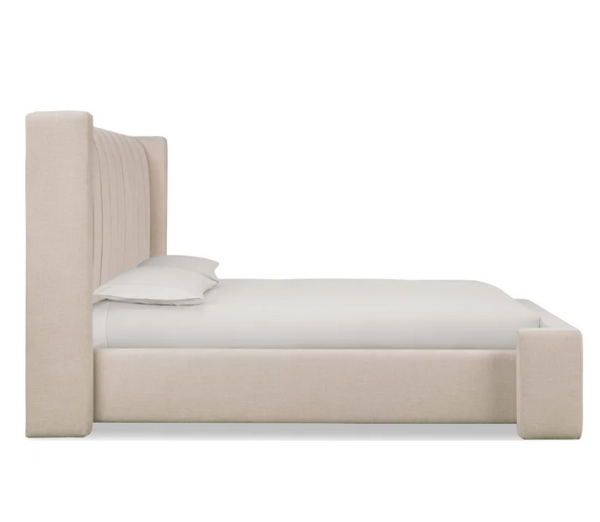 Contemporary Vertical Tufted Shelter Bed with Solid Rubberwood Frame