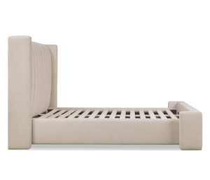 Contemporary Vertical Tufted Shelter Bed with Solid Rubberwood Frame