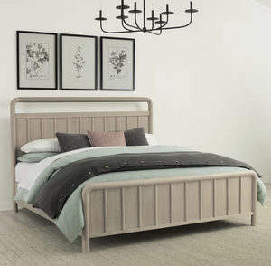 Coastal Shiplap Solid Wood Platform Bed in Cerused Oak
