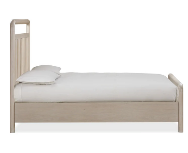 Coastal Shiplap Solid Wood Platform Bed in Cerused Oak