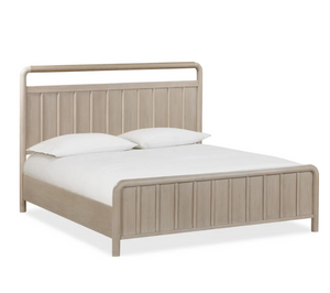 Coastal Shiplap Solid Wood Platform Bed in Cerused Oak