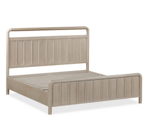 Coastal Shiplap Solid Wood Platform Bed in Cerused Oak