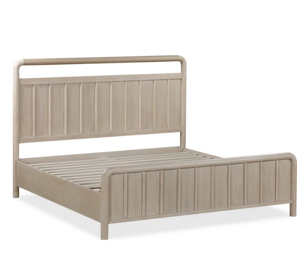 Coastal Shiplap Solid Wood Platform Bed in Cerused Oak