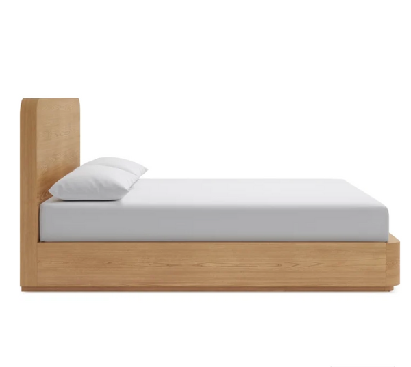 Modern Minimalist Ash Wood Platform Bed with Rounded Corners