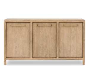 Modern 66" Solid Acacia Wood 3-Door Sideboard in Light Granola