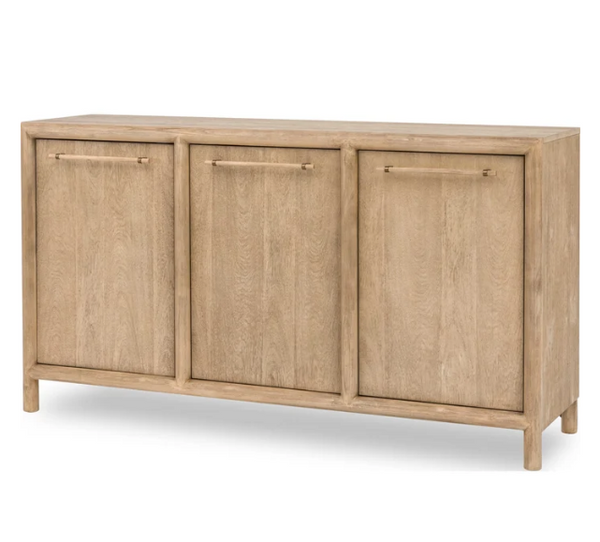 Modern 66" Solid Acacia Wood 3-Door Sideboard in Light Granola