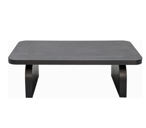 Japandi Minimalist Slab Base Coffee Table | Jet Black Rounded Edges