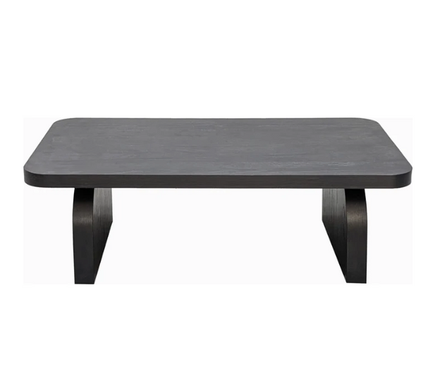 Japandi Minimalist Slab Base Coffee Table | Jet Black Rounded Edges