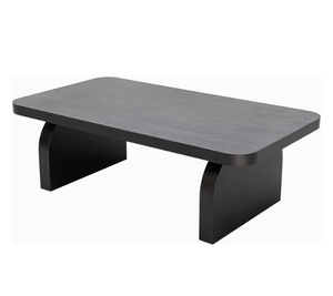 Japandi Minimalist Slab Base Coffee Table | Jet Black Rounded Edges