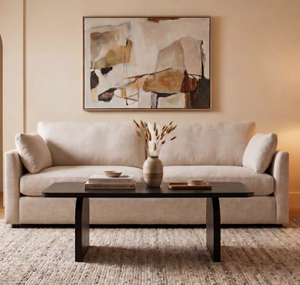 Japandi Minimalist Slab Base Coffee Table | Jet Black Rounded Edges