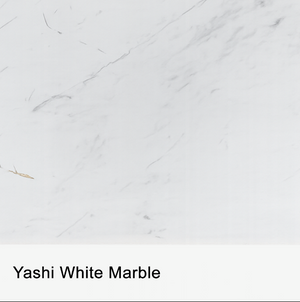 Modern Oval Marble Dining Table with Fluted Wood Pedestal Base