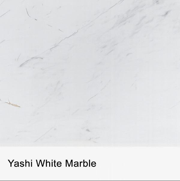 Modern Oval Marble Dining Table with Fluted Wood Pedestal Base