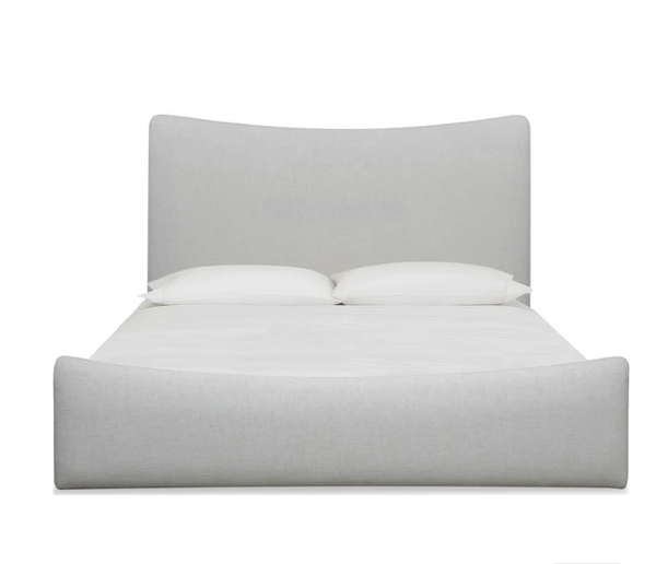 Organic Modern Fabric Platform Bed with Sweeping Headboard