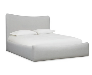 Organic Modern Fabric Platform Bed with Sweeping Headboard