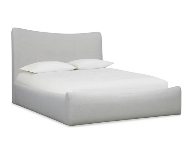 Organic Modern Fabric Platform Bed with Sweeping Headboard