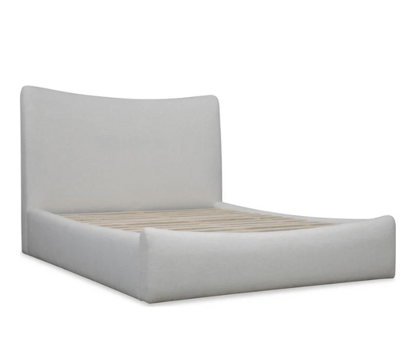 Organic Modern Fabric Platform Bed with Sweeping Headboard