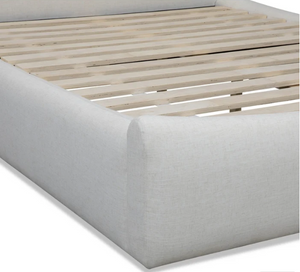 Organic Modern Fabric Platform Bed with Sweeping Headboard