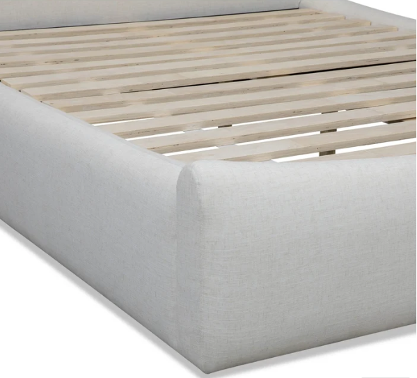 Organic Modern Fabric Platform Bed with Sweeping Headboard