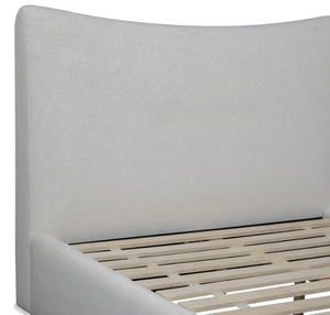 Organic Modern Fabric Platform Bed with Sweeping Headboard
